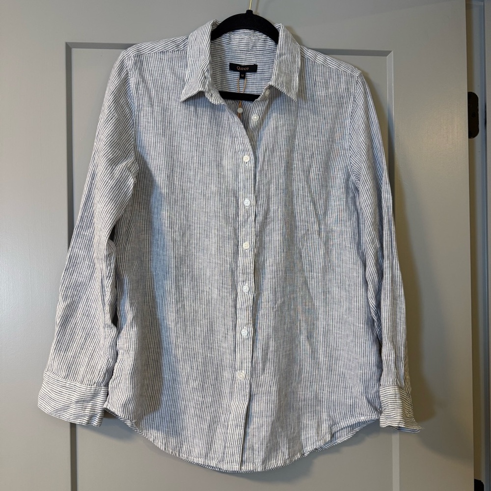 NWT Quince 100% European Linen Long Sleeve Shirt Top White Womens Size Small